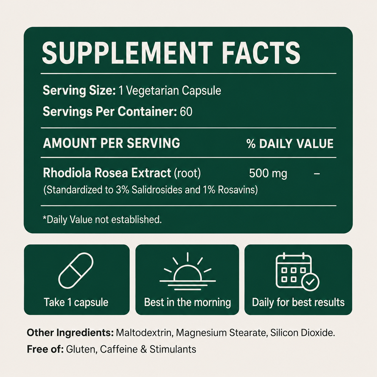 Rhodiola Rosea Capsules (500mg)